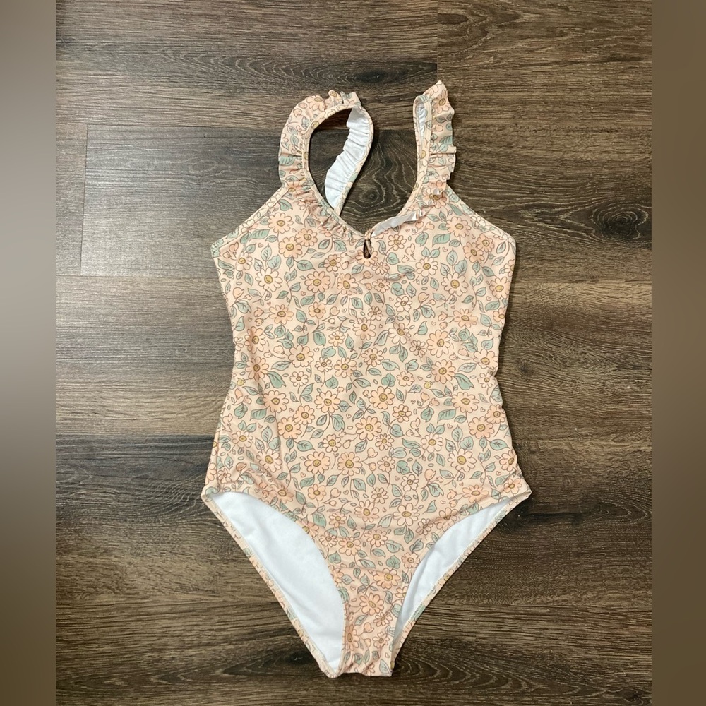 Rylee + Cru Floral One piece suit in Cream and Pink